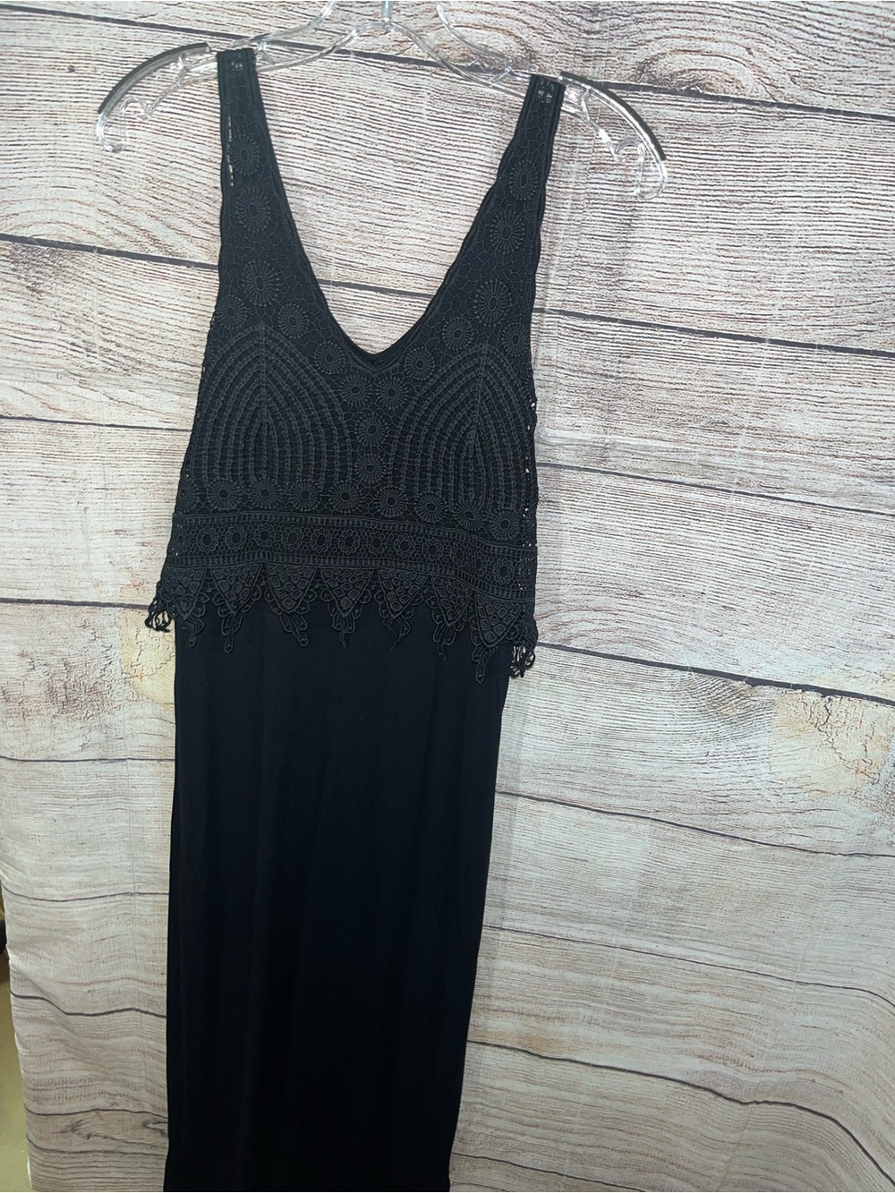 😍 VENUS Black Crochet Detail Tank Top Midi Dress size Small